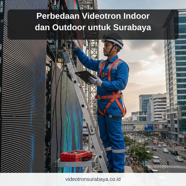 Ilustrasi sewa videotron Surabaya - Perbedaan Videotron Indoor dan Outdoor untuk Surabaya