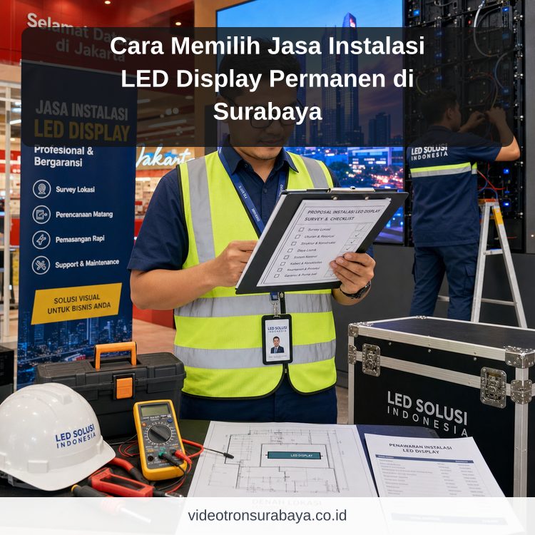 Ilustrasi sewa videotron Surabaya - Cara Memilih Jasa Instalasi LED Display Permanen di Surabaya